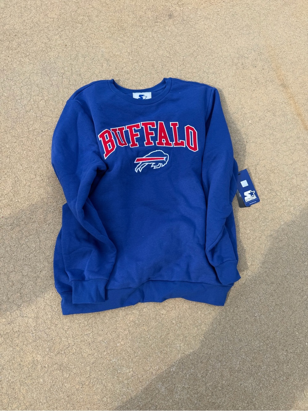 STARTER Royal Blue Buffalo Crewneck Sweatshirt with Red White Accent